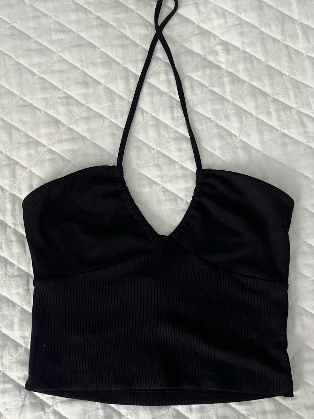 Wilfred Black Ribbed Halter Bandeau Top